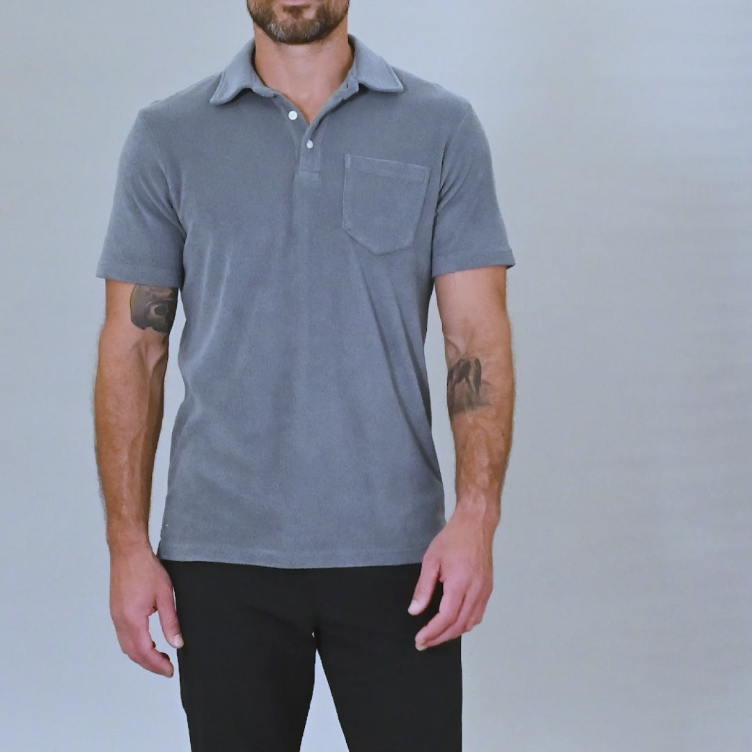 Mens terry cloth polo shirt best sale